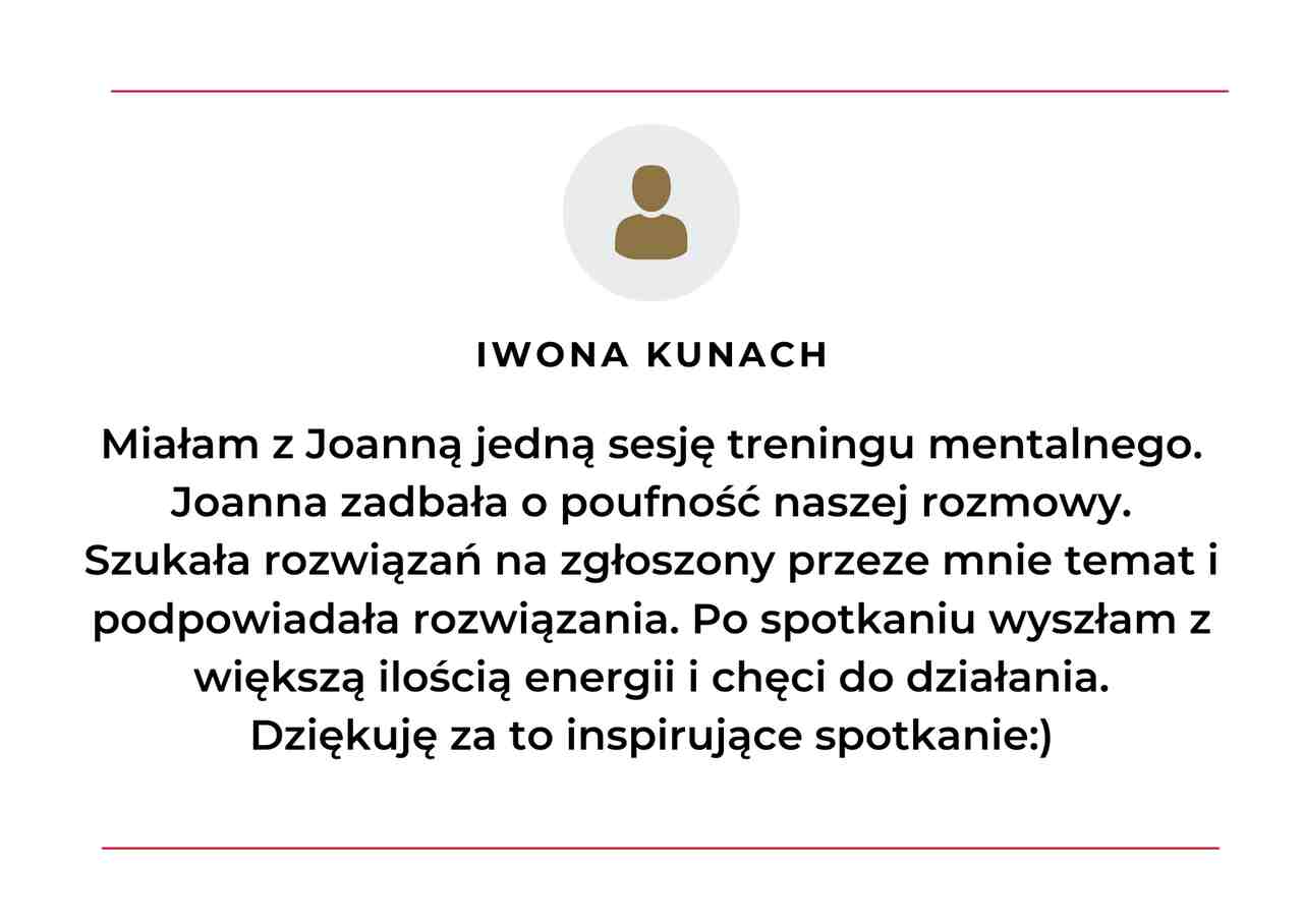 Pisemna opinia o treningu mentalnym z Joanna Łagan